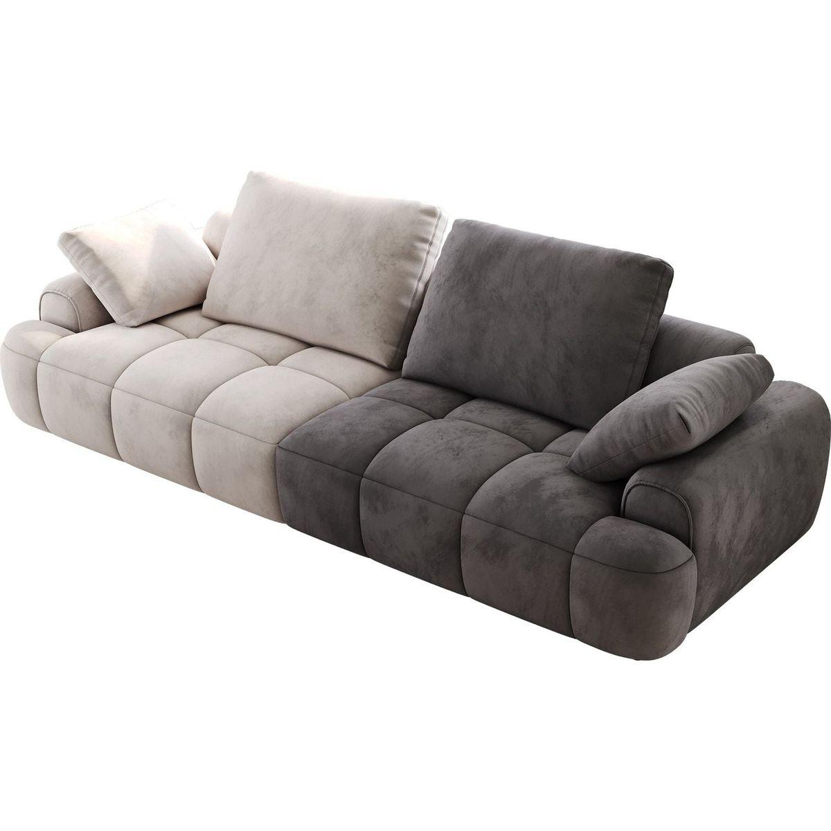 86.6"Large size two Seat Sofa,Modern Upholstered,Beige paired with grey suede fabric