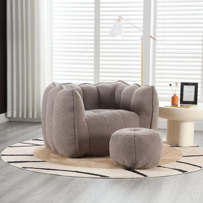 Soft Bean Bag Chair with High Resilient Foam(Chips)for living room and bedroom,Comfortable Square Lazy Sofa with Footstool, Cover for Adults to Gaming, Reading, and Watching TV - Streamdale Furniture