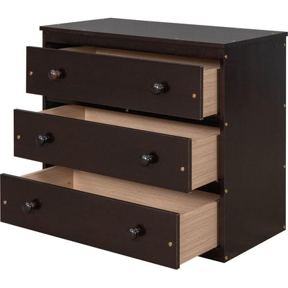 Low Study Full Loft Bed with Cabinet, Shelves and Rolling Portable Desk, Multiple Functions Bed- Espresso