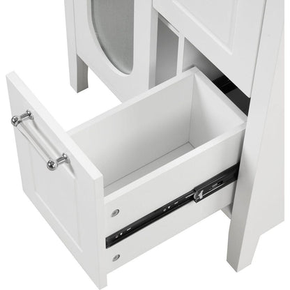 24" Bathroom Vanity with Sink, Bathroom Vanity Cabinet with Two Drawers and Door, Adjustable Shelf, Solid Wood and MDF, White