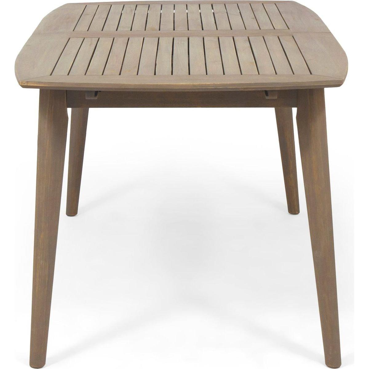 Outdoor Acacia Wood Expandable Dining Table, Gray