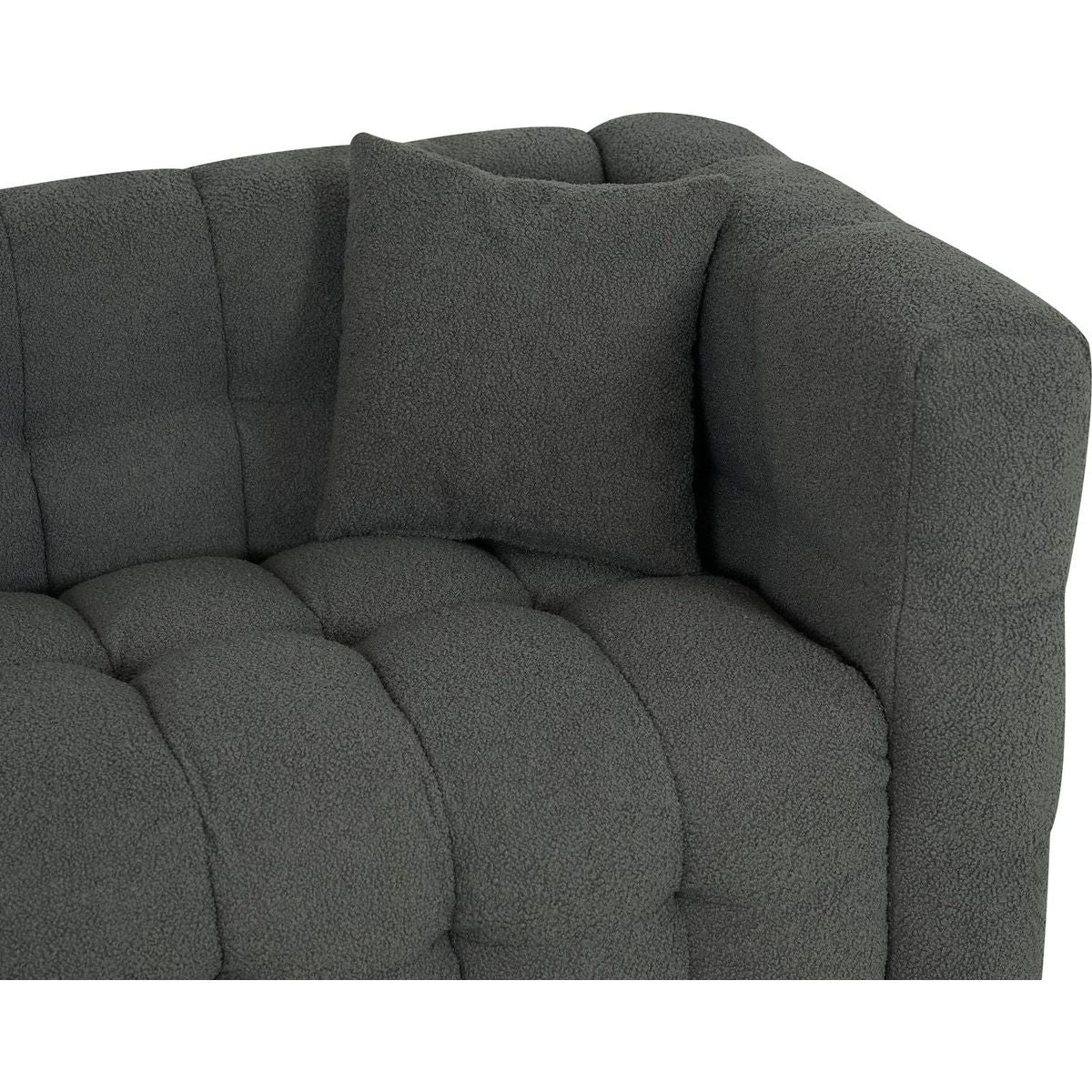 inch gray teddy velvet sofa with two throw pillows in living room Bedroom apartment sofa supported by hardware feet