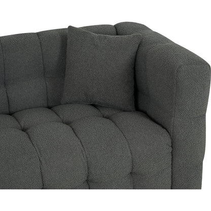 inch gray teddy velvet sofa with two throw pillows in living room Bedroom apartment sofa supported by hardware feet