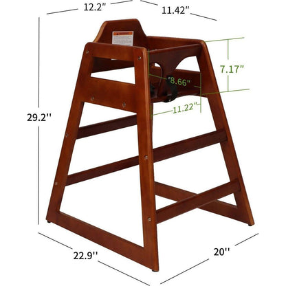 Wooden Double Solid Wood Feeding, Eat & Grow Portable High, Easy to Clean Baby Booster Chair in Walnut Finish