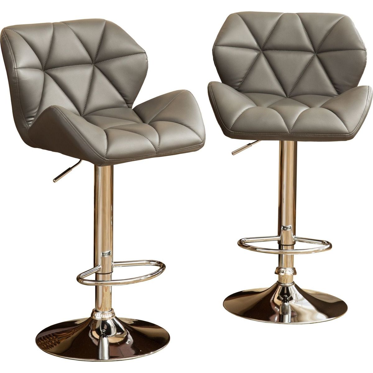 Glasgow Contemporary Tufted Adjustable Height Hidraulic Bar Stools, Set of 2, Grey