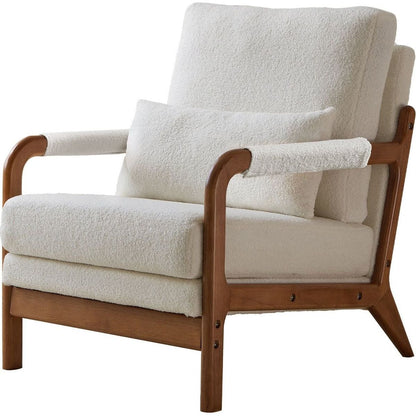 Modern Teddy Fabric Accent Chair,Wood Frame Armchair for Living Room