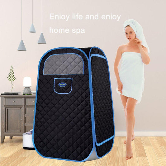 Portable Folding Full size Steam Sauna with 1000W&2.2L steam Generator. Personal Sauna Tent for Relaxation & Spa at home. Fast heating. Folding Steel Rim, it's easy to install, with FCC certification.