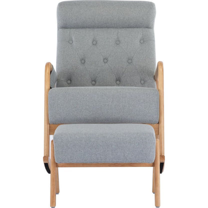 Rocking Chair With Ottoman, Mid-Century Modern Upholstered Fabric Rocking Armchair, Rocking Chair Nursery with Thick Padded Cushion, High Backrest Accent Glider Rocker Chair for Living Room