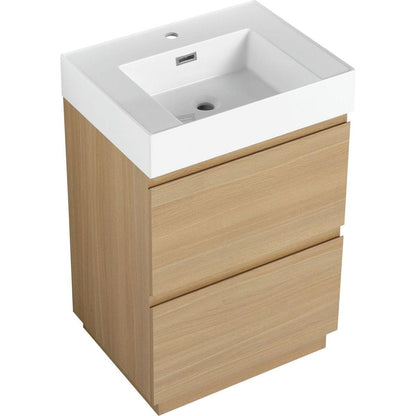 24" Bathroom Vanities with Single Sink Combo, Modern Undermount Bathroom Sink Cabinet with Double drawer, Freestanding Bathroom Sink Cabinet,Engineering wood