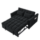 Sleeper Sofa, Convertible Sofa, Recliner, Bed, 3-in-1, 3-Position Adjustable Backrest, 2-Seater Sectional, Two Side Pockets, 2 Pillows for Living Room, Apartment, etc., Velvet Black 54" Wide.