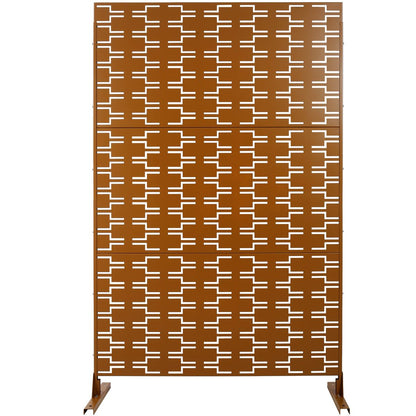 Outdoor & Indoor Privacy Screen Metal Privacy Screen 76' H×48' W, Freestanding Decorative Privacy Screen for Deck Balcony Patio, Privacy Fence Panels for Outside Lawn Garden PS112 BROWN