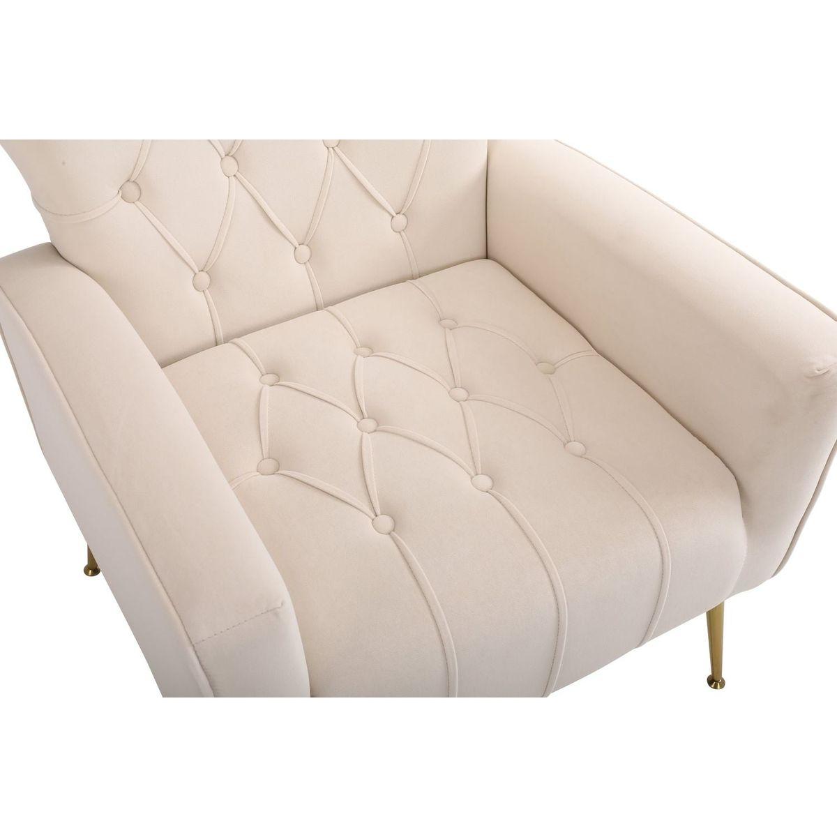 Modern Accent Chair with Ottoman, Comfy Armchair for Living Room, Bedroom, Apartment, Office (Beige)