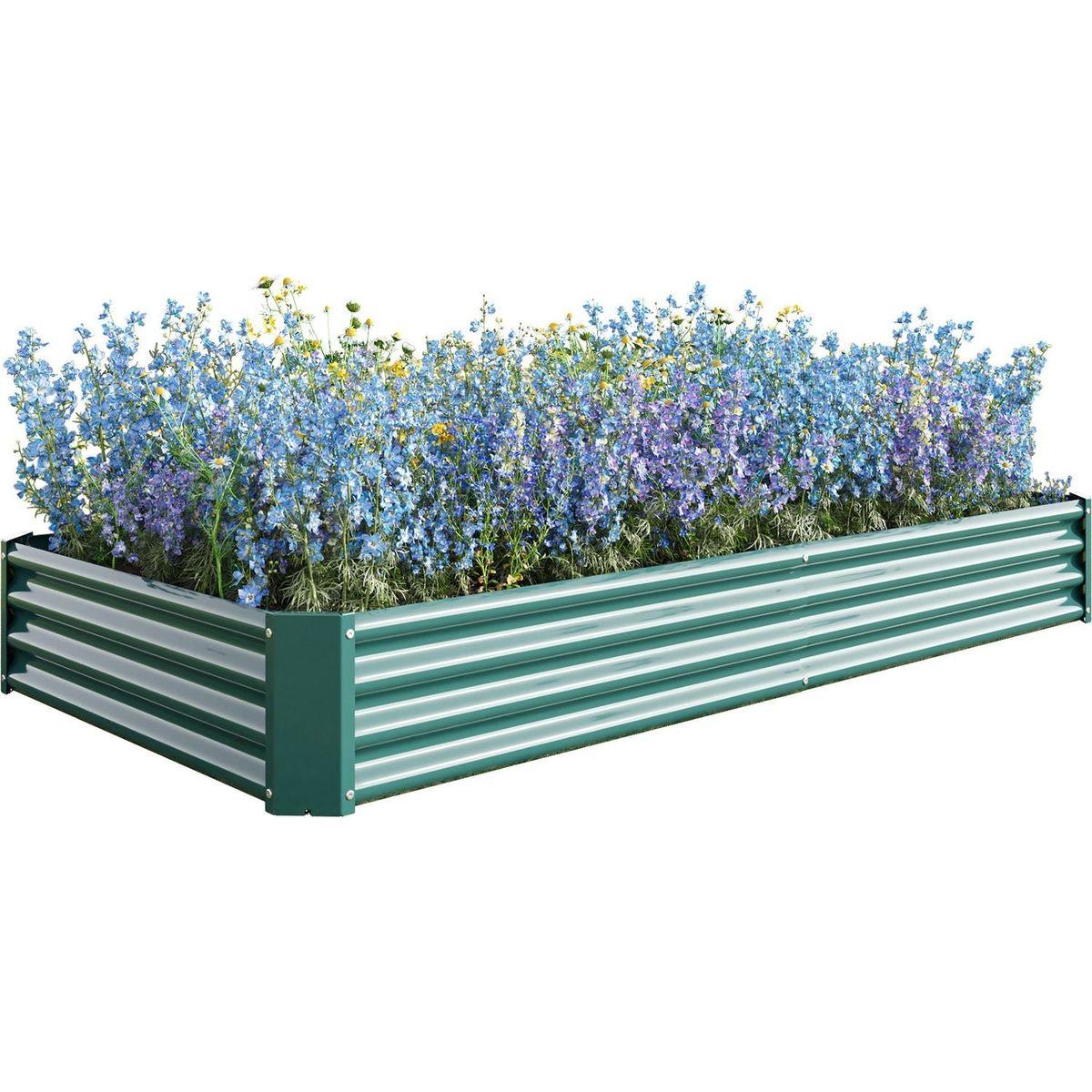 Raised Garden Bed Kit - Metal Raised Bed Garden 7.6x3.7x0.98ft for Flower Planters, Vegetables Herb Green