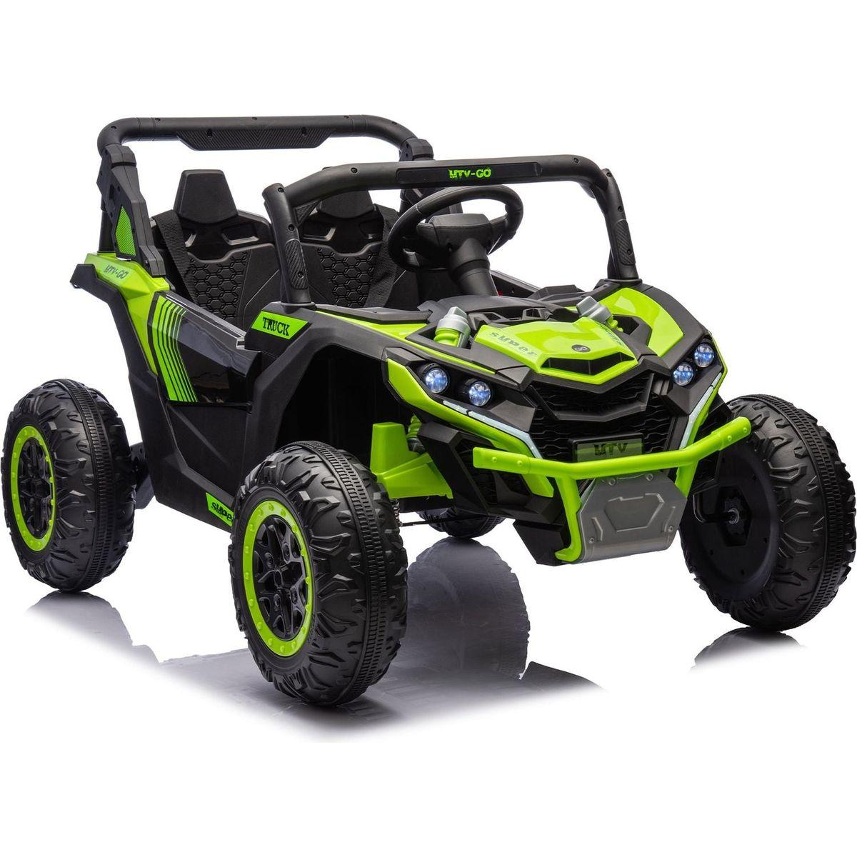 24V Two-Seater Kids Ride On UTV W/Parents Remote Control,Four-Wheel Suspension,Slow Start,Large wheel design,Anti-collision bar,Storage space,Music,USB,Bluetooth,Volume control,LED lights for Kids 3+.