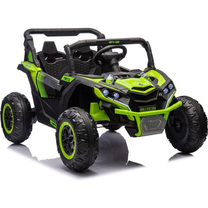 24V Two-Seater Kids Ride On UTV W/Parents Remote Control,Four-Wheel Suspension,Slow Start,Large wheel design,Anti-collision bar,Storage space,Music,USB,Bluetooth,Volume control,LED lights for Kids 3+.