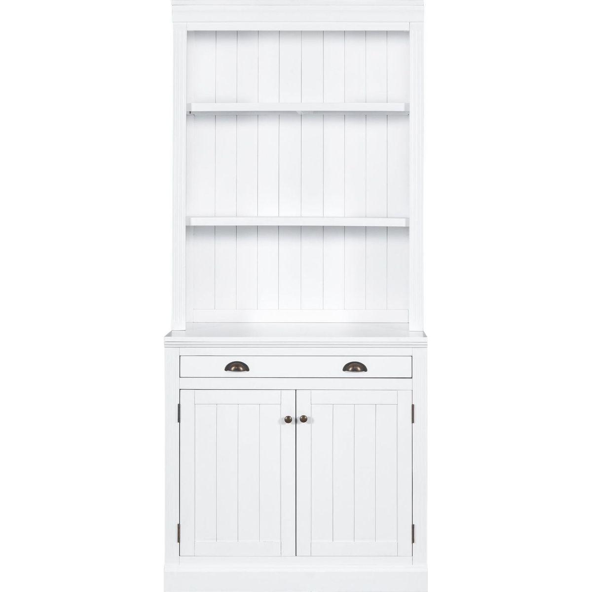 83.4"Tall Bookshelf with LED Lighting, Modern Bookcase with 2 Doors and 1 Drawer,Storage Bookcase with Open Shelves for Living Room,Home Office,White