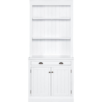 83.4"Tall Bookshelf with LED Lighting, Modern Bookcase with 2 Doors and 1 Drawer,Storage Bookcase with Open Shelves for Living Room,Home Office,White