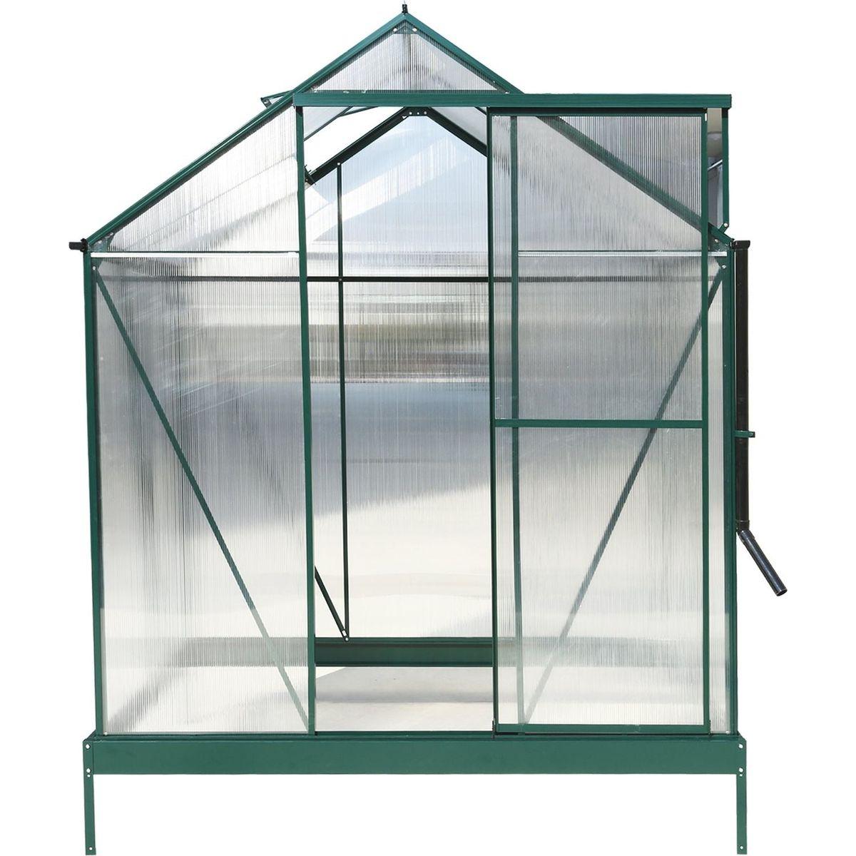 6.3'x4.2'x7' Polycarbonate Greenhouse, Heavy Duty Outdoor Aluminum Walk-in Green House Kit with Rain Gutter, Vent and Door for Backyard Garden, color green