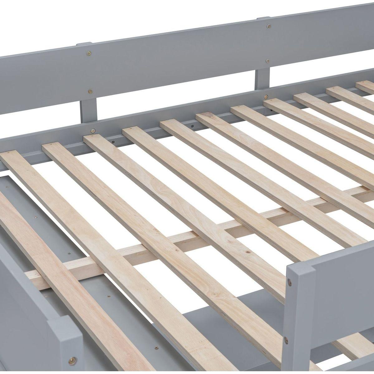 Full Size Loft Bed with Desk and Shelf - Gray