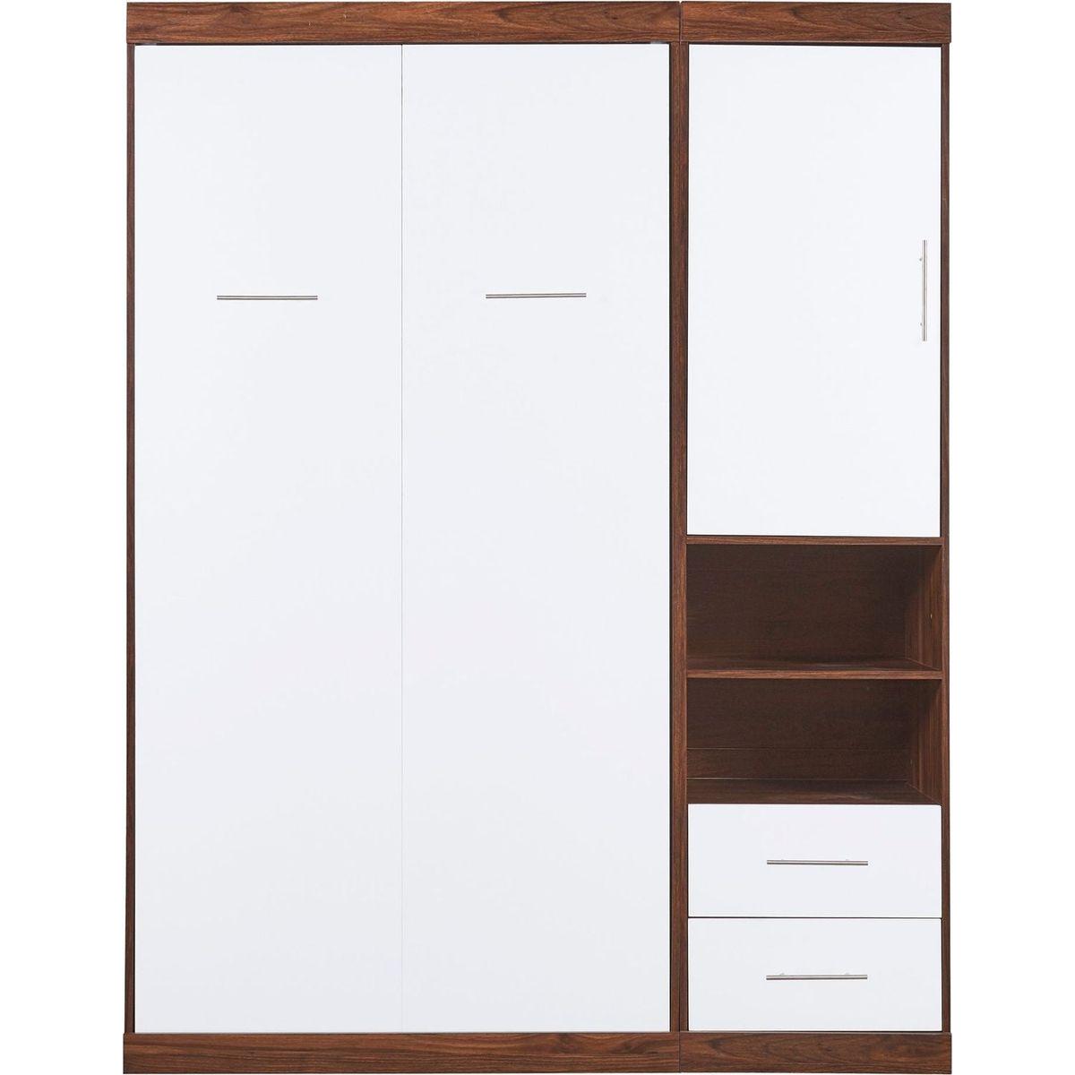Twin Size Murphy Bed Wall Bed with Cabinet,White