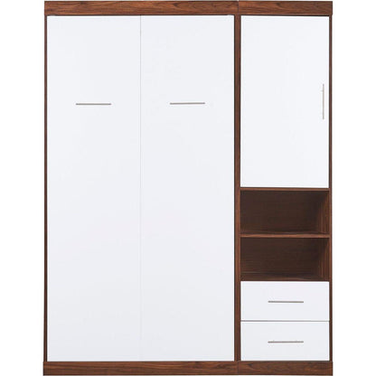 Twin Size Murphy Bed Wall Bed with Cabinet,White