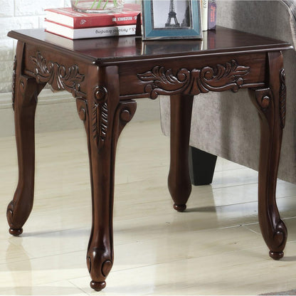 3Pc Dark Cherry Finish Coffee & End Table Set