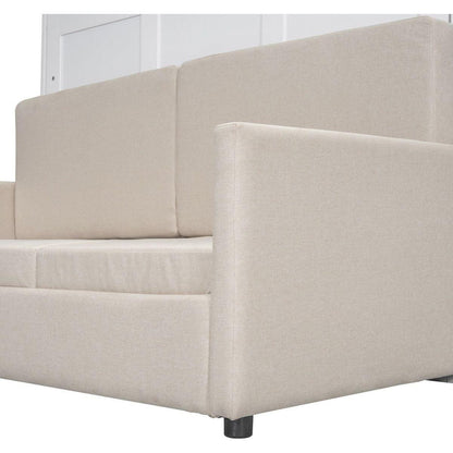 Queen Size Murphy Bed Wall Bed with Cushion, White