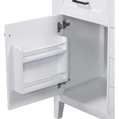 30" Bathroom Vanity without Sink, Cabinet Base Only, Bathroom Cabinet with Drawers, Solid Frame and MDF Board, White