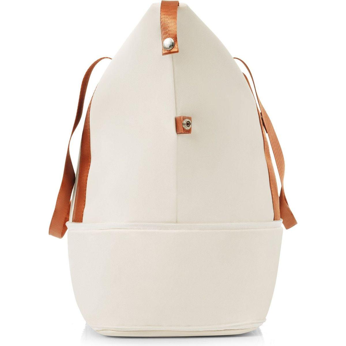 Front Opening 20-Inch Carry-On Luggage with Expandable Travel Bag Set, ABS Hard Shell Two-piece suitcase set with USB Port, Cup Holder, ivory and brown