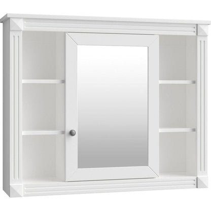 35" x 28" Wall Mounted Bathroom Storage Cabinet, Medicine Cabinet, Modern Bathroom Wall Cabinet with Mirror, Mirror Cabinet with 6 Open Shelves (Not Include Bathroom Vanity)