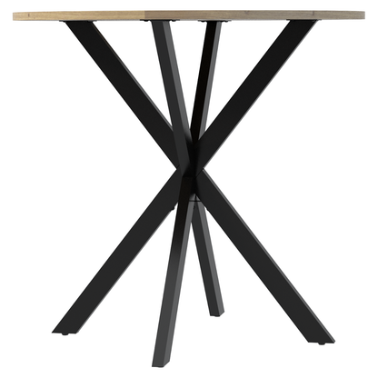 31.5 Inch Round Dining Table, Small Circle Kitchen Table with Metal Black Legs for 2-4 people,Modern Dining Room Table, Brown (only table)