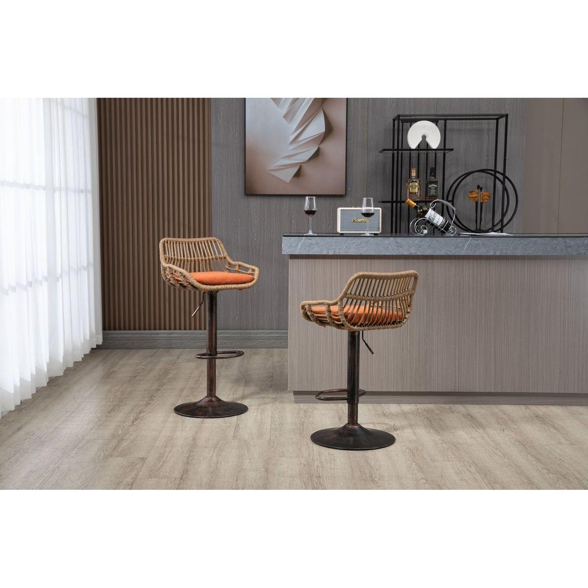 Swivel Bar Stools Set of 2 Adjustable Counter Height Chairs with Footrest for Kitchen, Dining Room 2PC/SET