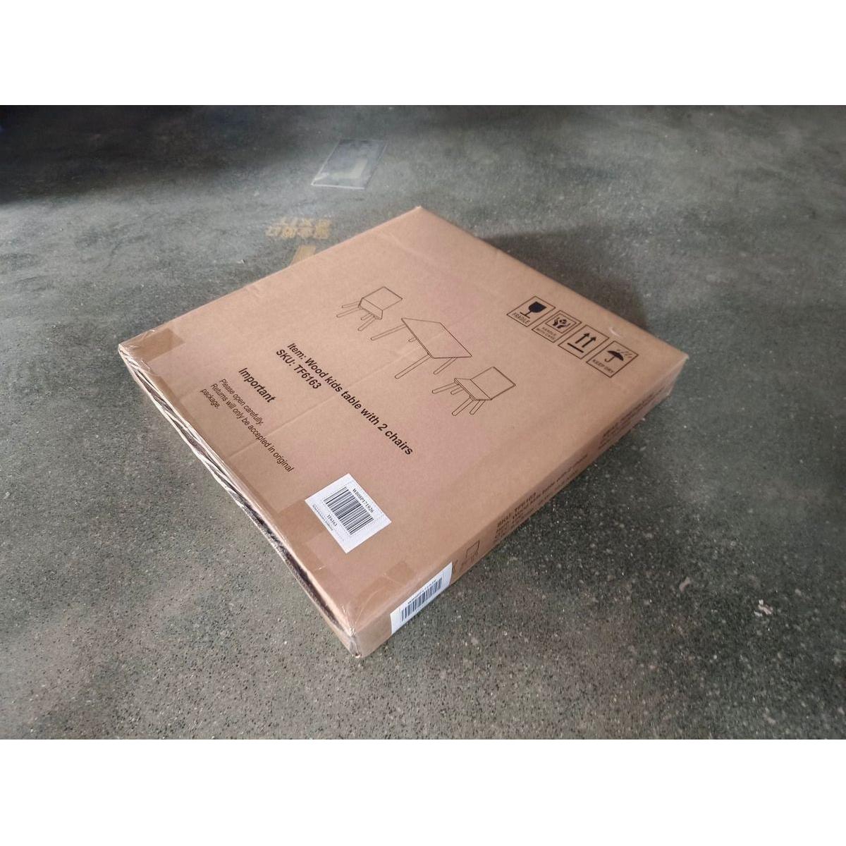 Kids Table and 2 Chairs Set, 3 Pieces Toddler Table and Chair Set, Wooden Activity Play Table Set (White)