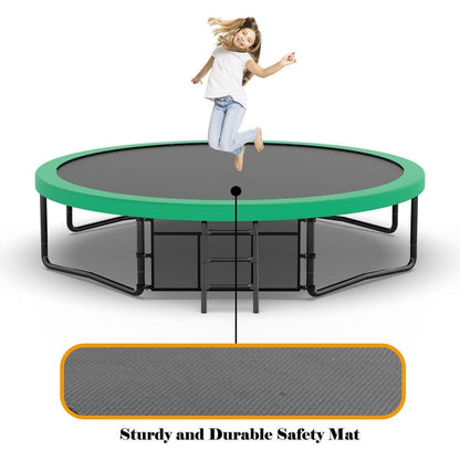 14FT Trampoline with Enclosure - Recreational Trampolines with Ladder and AntiRust Coating, ASTM Approval Outdoor Trampoline for Kids