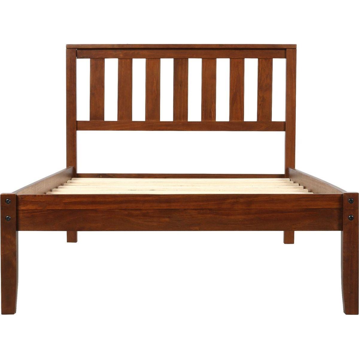 Wood Platform Bed with Headboard/Wood Slat Support Twin (Walnut)