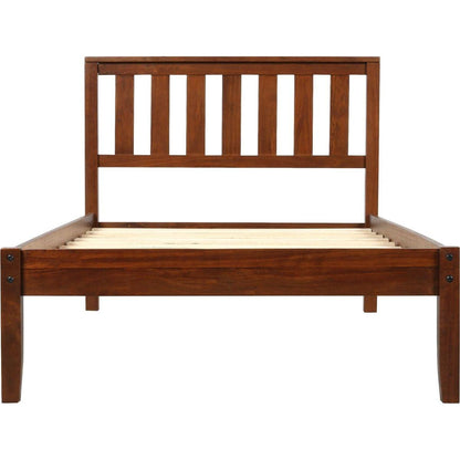 Wood Platform Bed with Headboard/Wood Slat Support Twin (Walnut)