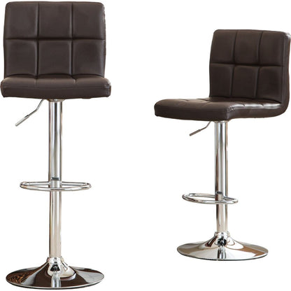 Swivel Faux Leather Adjustable Hydraulic Bar Stool, Set of 2, Brown