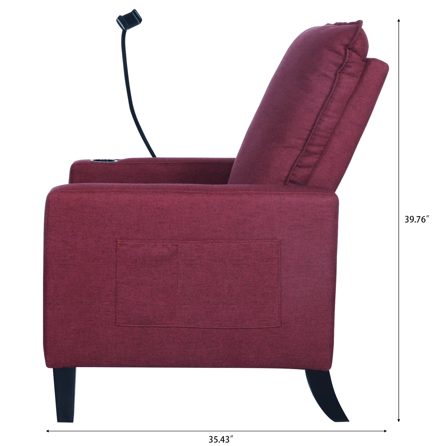 Recliner Chairs for Adults, Adjustable Recliner Sofa with Mobile Phone Holder & Cup Holder, Modern Reclining Chairs Fabric Push Back Recliner Chairs for Living Room, Bedroom, RED