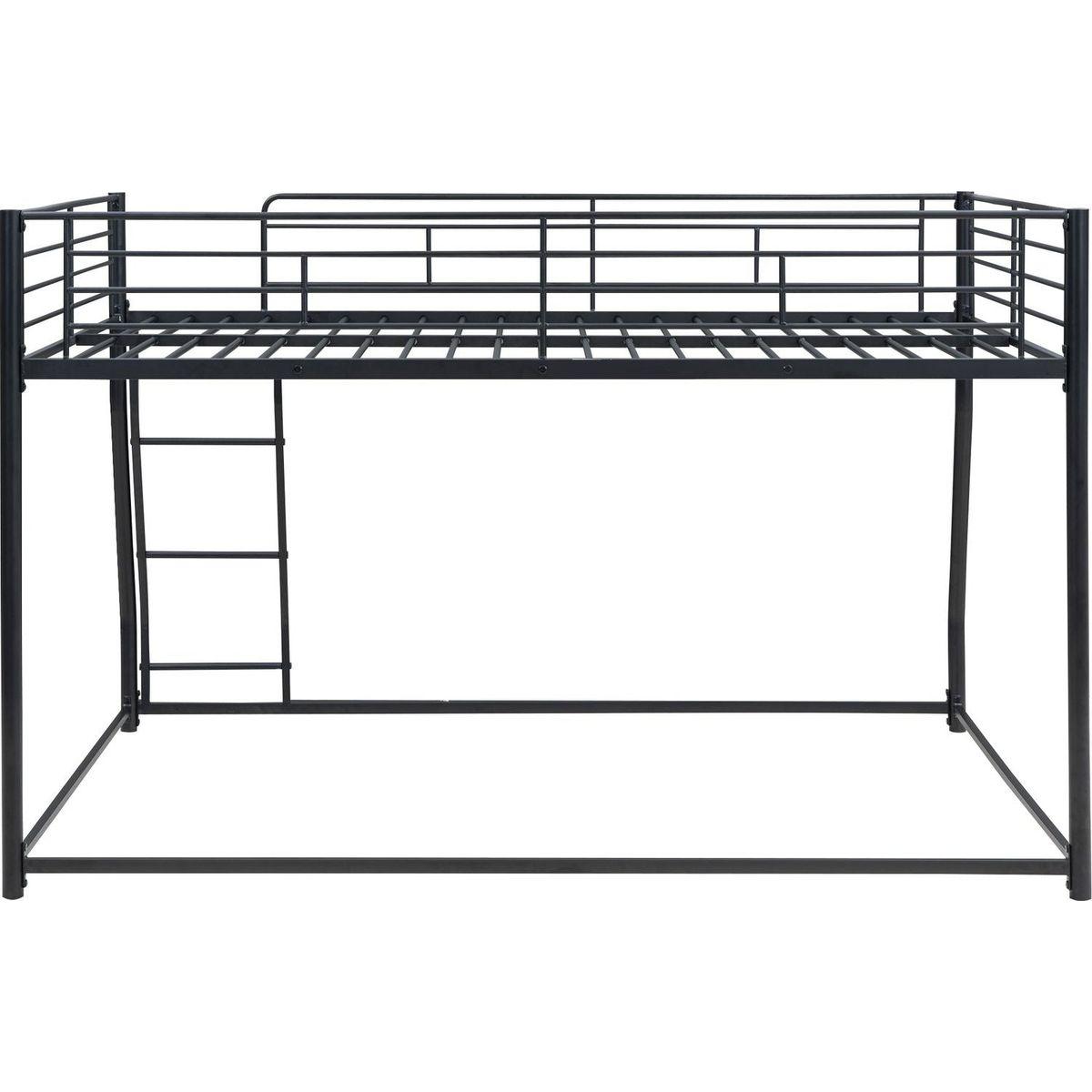 Metal Floor Bunk Bed, Full XL over Queen, Black