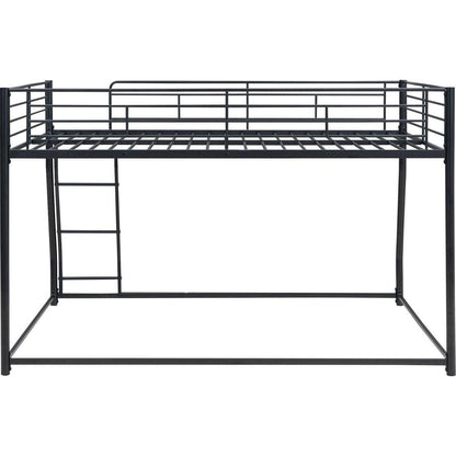 Metal Floor Bunk Bed, Full XL over Queen, Black