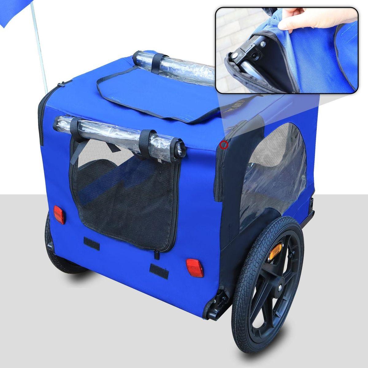 Blue High Quality 16 inch air wheel Pet Bike Trailer for Dogs Foldable Bicycle Pet Trailer