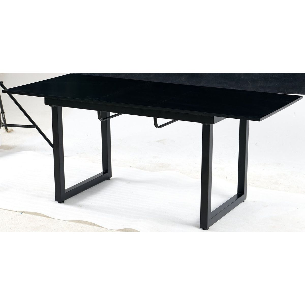 black color,Square Extendable Dining Table with metal leg,Modern Space Saving Kitchen Table for Living Room( 70.86" W x 31.5" D x 29.5" H)