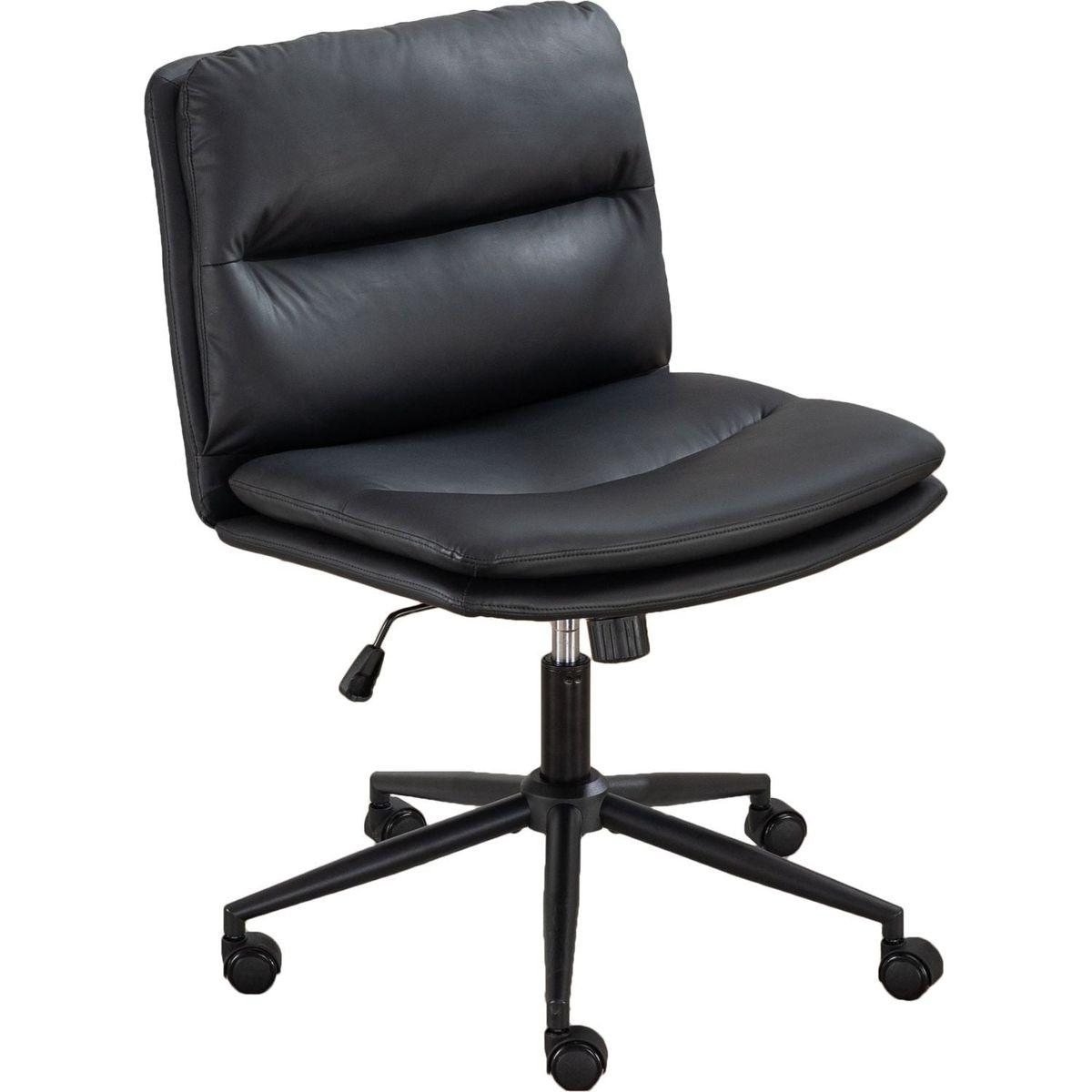 Bizerte Adjustable Swivel Criss-Cross Chair, Wide Seat/ Office Chair /Vanity Chair, Black