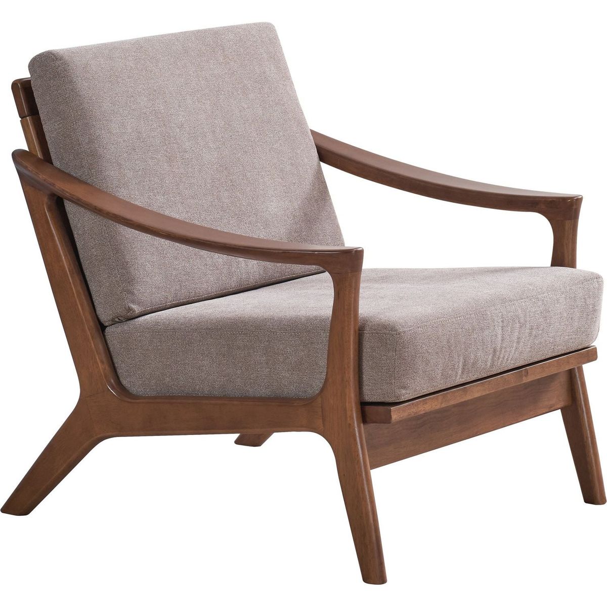 Lide Accent Chair, Light Brown Fabric & Brown Finish