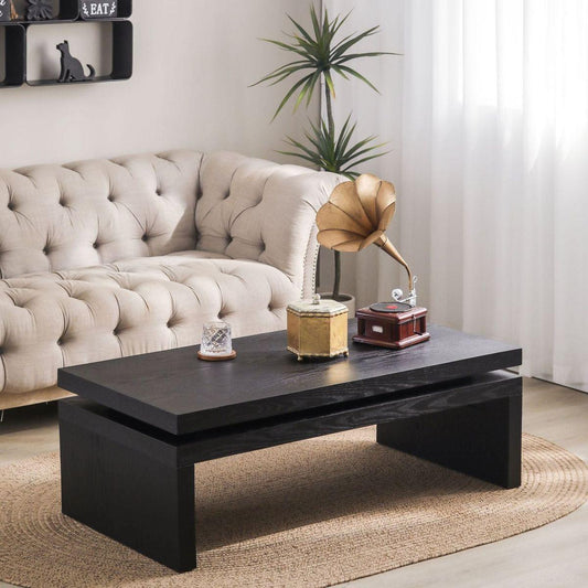 Modern Coffee Table, Black Wooden Coffee Table, Rectangle Cocktail Tea Table for Living Room, 47.6" Lx 23.6" W x 16.3" H