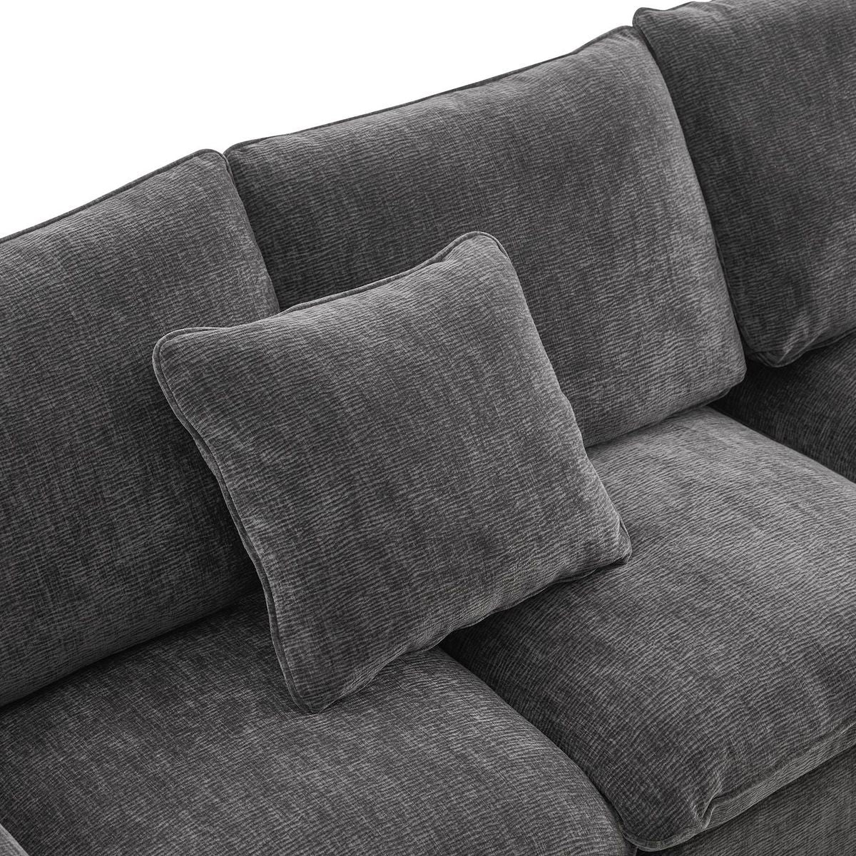 110x57" Modern U Shape Modular Sofa, 6 Seat Chenille Sectional Couch Set with 2 Pillows Included, Freely Combinable Indoor Funiture for Living Room, Apartment, Office, 2 Colors