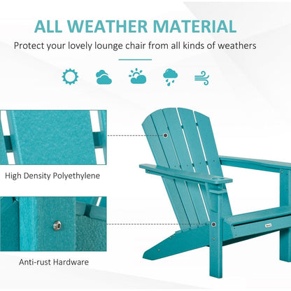 HDPE All-Weather Outdoor Adirondack Chair with Cup Holder, Fire Pit Chair for Backyard, Deck, Lawn, Garden, 330lbs Capacity, Light Blue