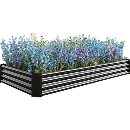 Raised Garden Bed Kit - Metal Raised Bed Garden7.6x3.7x0.98ft for Flower Planters, Vegetables Herb Black