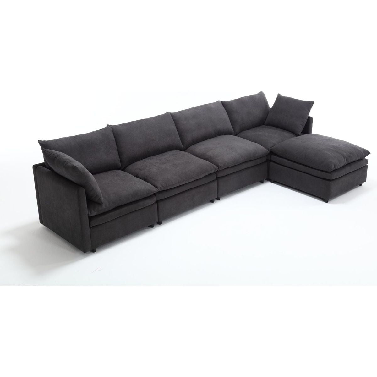 Modern U-shaped Sectional Sofa, 5-seat Upholstered Sofa Furniture,Sleeper Sofa Couch with Chaise Lounge for Living Room,Apartment,Dark Gray,Polyester