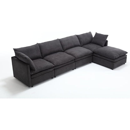 Modern U-shaped Sectional Sofa, 5-seat Upholstered Sofa Furniture,Sleeper Sofa Couch with Chaise Lounge for Living Room,Apartment,Dark Gray,Polyester